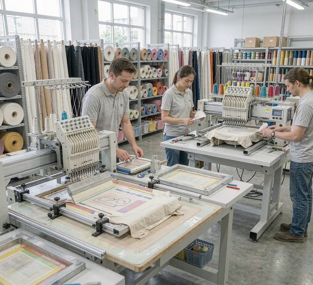 Custom production floor where designs are prepared as production-ready mockups